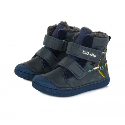 D.D. step chlapčenská detská celokožená zimná obuv W049-607M Royal Blue